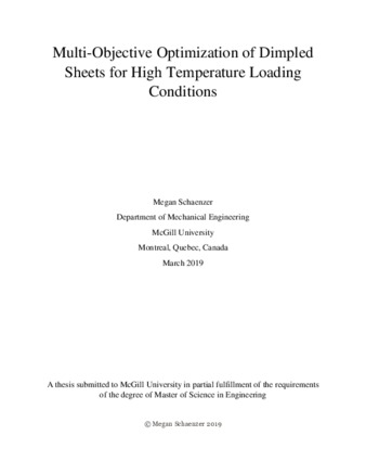 Multi-objective optimization of dimpled sheets for high temperature loading conditions thumbnail