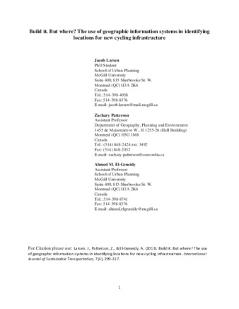 Build it. But where? The use of geographic information systems in identifying locations for new cycling infrastructure  thumbnail