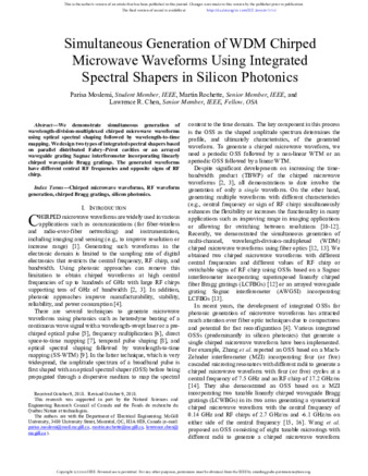 Simultaneously Generating Multiple Chirped Microwave Pulses With Superimposed FBGs thumbnail