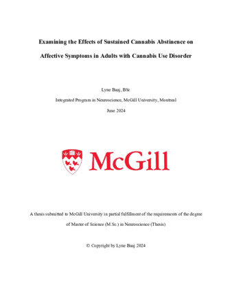 Examining the effects of sustained cannabis abstinence on affective symptoms in people with cannabis use disorder thumbnail