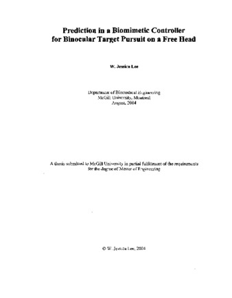 Prediction in a biomimetic controller for binocular target pursuit on a free head thumbnail