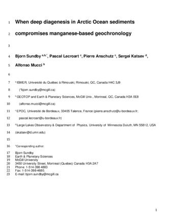 When deep diagenesis in Arctic Ocean sediments compromises manganese-based geochronology thumbnail