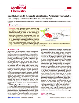 New ruthenium(II)-letrozole complexes as anticancer therapeutics thumbnail