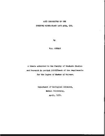 Acid Intrusives of the Thetford Mines - Black Lake Area, Que. thumbnail