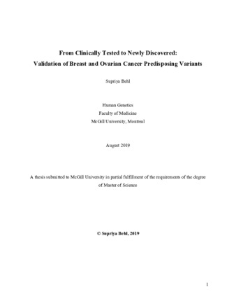 From clinically tested to newly discovered: validation of breast and ovarian cancer predisposing variants thumbnail