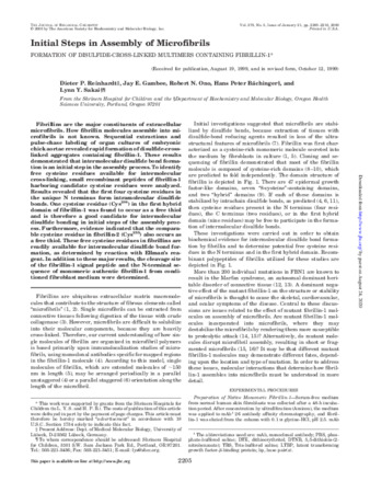 Initial Steps in Assembly of Microfibrils FORMATION OF DISULFIDE-CROSS-LINKED MULTIMERS CONTAINING FIBRILLIN-1 thumbnail