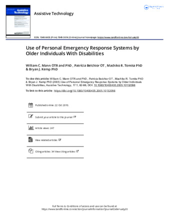 Use of Personal Emergency Response Systems by Older Individuals With Disabilities thumbnail