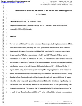 The solubility of Nickel (Ni) in crude oil at 150, 200 and 250 °C and its application to ore genesis thumbnail