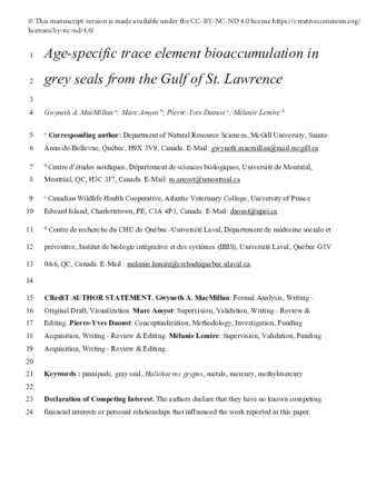 Age-specific trace element bioaccumulation in grey seals from the Gulf of St. Lawrence thumbnail