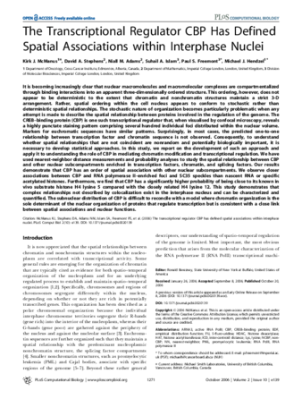 The Transcriptional Regulator CBP Has Defined Spatial Associations within Interphase Nuclei thumbnail