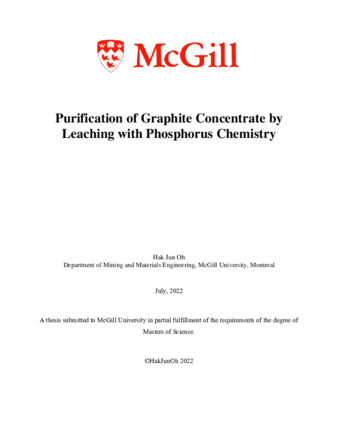 Concentrated graphite ore purification by leaching with phosphorous chemistry, and process optimization using design of experiments (DoE) thumbnail