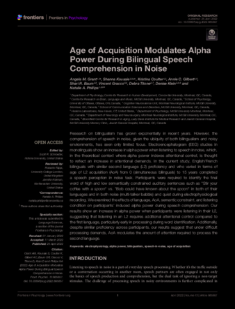 Age of Acquisition Modulates Alpha Power During Bilingual Speech Comprehension in Noise thumbnail