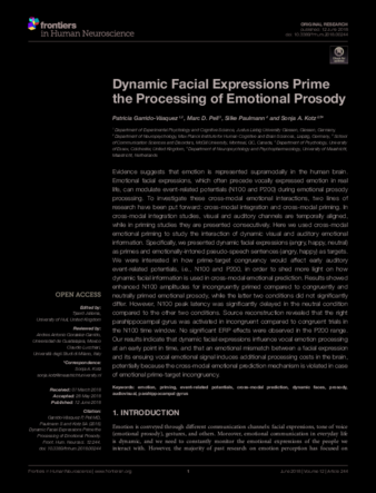 Dynamic Facial Expressions Prime the Processing of Emotional Prosody thumbnail