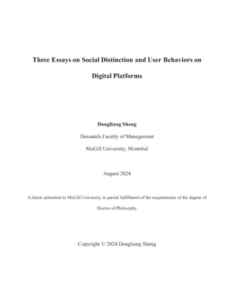 Three Essays on Social Distinction and User Behaviors on Digital Platforms thumbnail
