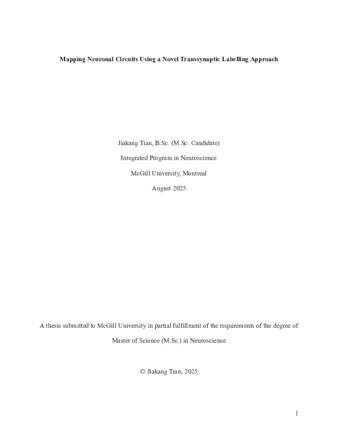Mapping neuronal circuits using a novel transsynaptic labelling approach thumbnail