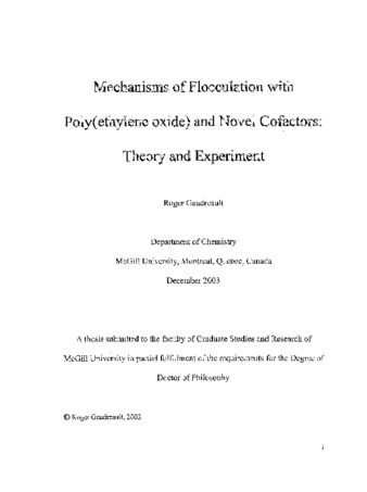 Mechanisms of flocculation with poly(ethylene oxide) and novel cofactors : theory and experiment thumbnail