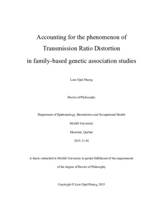 Accounting for the phenomenon of transmission ratio distortion in family-based genetic association studies thumbnail