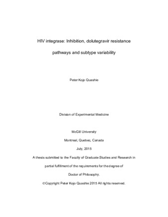 HIV integrase: inhibition, dolutegravir resistance pathways and subtype variability thumbnail