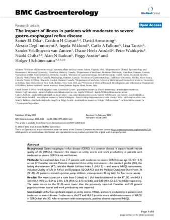 The impact of illness in patients with moderate to severe gastro-esophageal reflux disease thumbnail