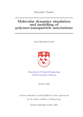 Molecular dynamics simulation and modelling of polymer-nanoparticle associations thumbnail