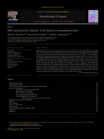 REM sleep behavior disorder: From dreams to neurodegeneration thumbnail