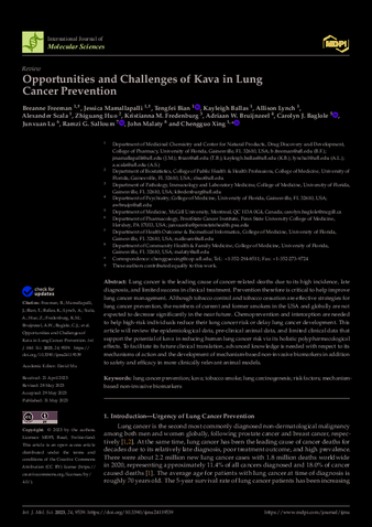 Opportunities and Challenges of Kava in Lung Cancer Prevention thumbnail