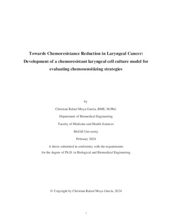 Towards Chemoresistance Reduction in Laryngeal Cancer: Development of a chemoresistant laryngeal cell culture model for evaluating chemosensitizing strategies thumbnail