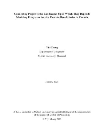 Connecting People to the Landscapes Upon Which They Depend: Modeling Ecosystem Service Flows to Beneficiaries in Canada thumbnail