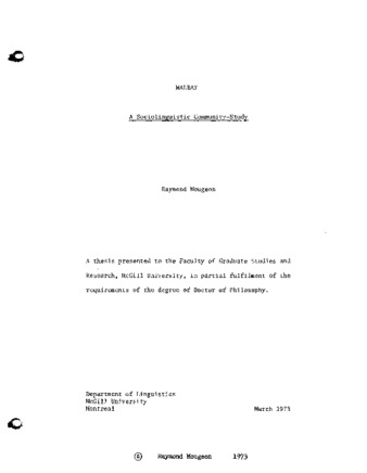 Malbay : a sociolinguistic community-study thumbnail