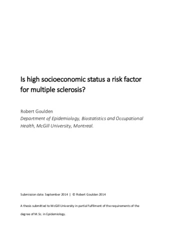 Is high socioeconomic status a risk factor for multiple sclerosis? thumbnail