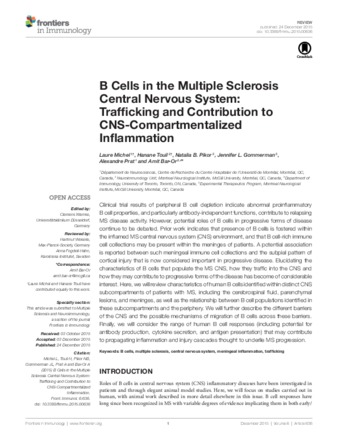 B Cells in the Multiple Sclerosis Central Nervous System: Trafficking and Contribution to CNS-Compartmentalized Inflammation thumbnail