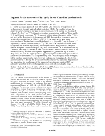 Support for an anaerobic sulfur cycle in two Canadian peatland soils thumbnail