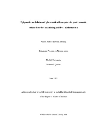 Epigenetic modulation of glucocorticoid receptors in posttraumatic stress disorder: examining child vs. adult trauma thumbnail