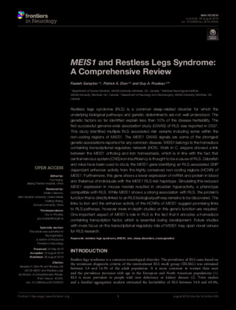 MEIS1 and Restless Legs Syndrome: A Comprehensive Review thumbnail