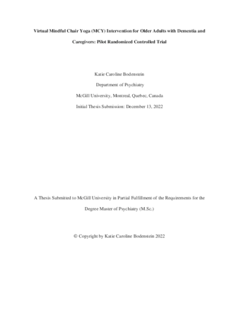 Virtual mindful chair yoga (MCY) intervention for older adults with dementia and caregivers: pilot randomized controlled trial thumbnail