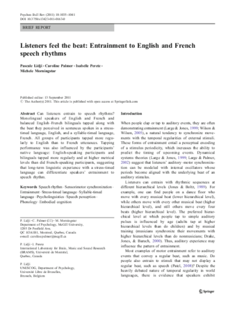 Listeners feel the beat: Entrainment to English and French speech rhythms thumbnail