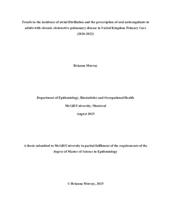 Trends in the incidence of atrial fibrillation and the prescription of oral anticoagulants in adults with chronic obstructive pulmonary disease in United Kingdom Primary Care (2010-2022) thumbnail