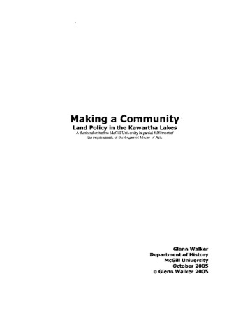 Making a community : land policy in the Kawartha Lakes thumbnail