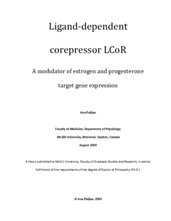 Ligand-dependent corepressor LCoR: a modulator of estrogen and progesterone target gene expression thumbnail