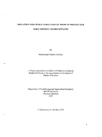 Isolation and characterization of soybean and whey protein co-precipitates thumbnail
