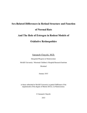 Sex-related differences in retinal structure and function of normal rats and the role of estrogen in rodent models of oxidative retinopathies thumbnail