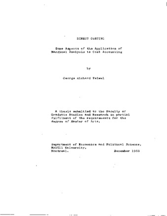 Direct costing: some aspects of the application of marginal analysis to cost accounting. thumbnail