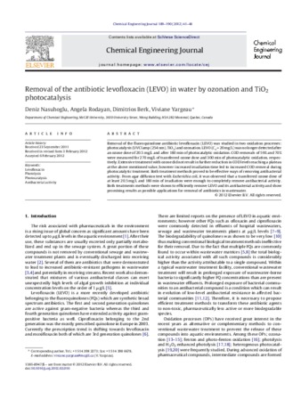 Removal of the antibiotic levofloxacin (LEVO) in water by ozonation and TiO2 photocatalysis thumbnail