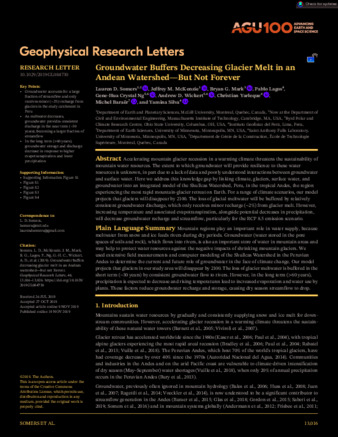 Groundwater Buffers Decreasing Glacier Melt in an Andean Watershed—But Not Forever thumbnail