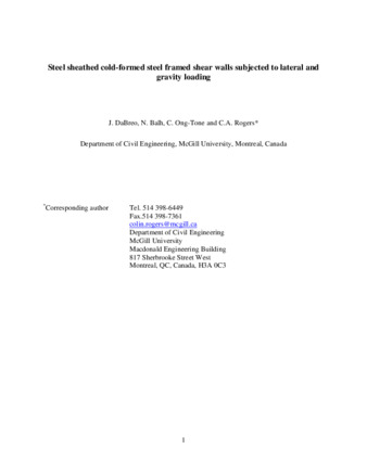 Steel sheathed cold-formed steel framed shear walls subjected to lateral and gravity loading thumbnail
