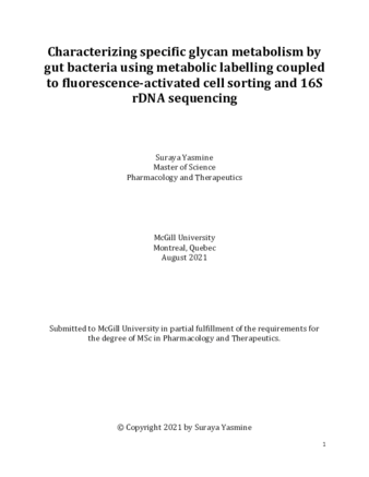 Characterizing specific glycan metabolism by gut bacteria using metabolic labelling coupled to fluorescence-activated cell sorting and 16S rDNA sequencing thumbnail