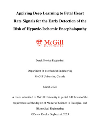 Applying deep learning to fetal heart rate signals for the early detection of the risk of hypoxic-ischemic encephalopathy thumbnail