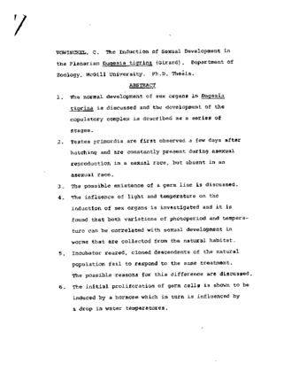 The induction of sexual development in the planarian Dugesia tigrina (Girard). thumbnail