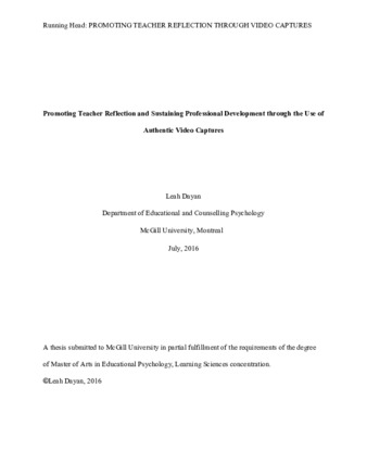 Promoting teacher reflection and sustaining professional development through the use of authentic video captures thumbnail