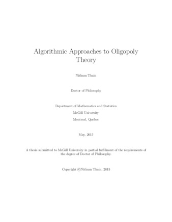 Algorithmic approaches to oligopoly theory thumbnail